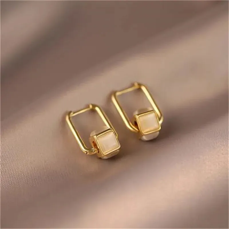 Korean Elegant Shiny Zircon White Green Moonlight Party Trend Earring