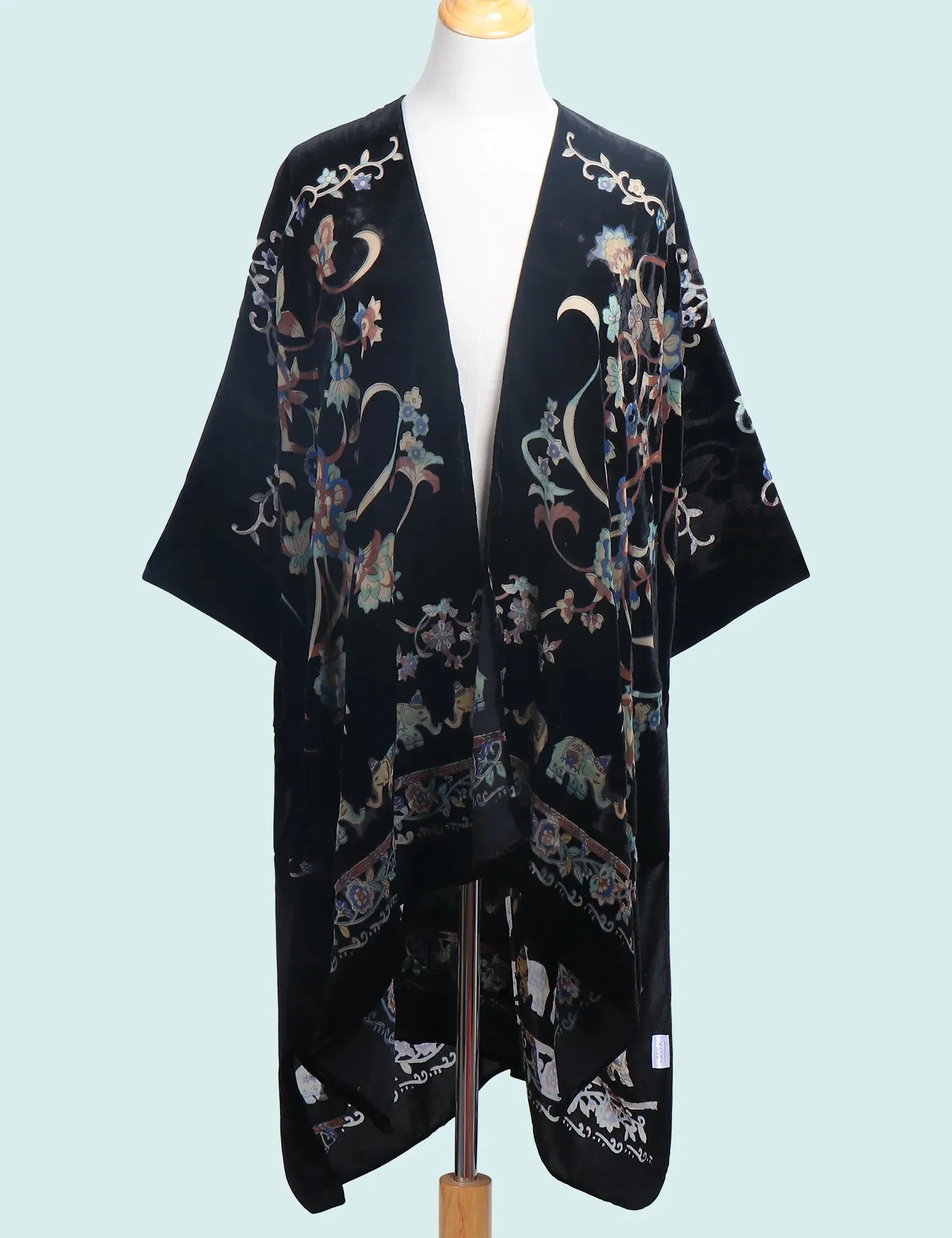 Lida- the 1920s Inspired Burnout Velvet Fringed Kimono 36 Colors and Styles