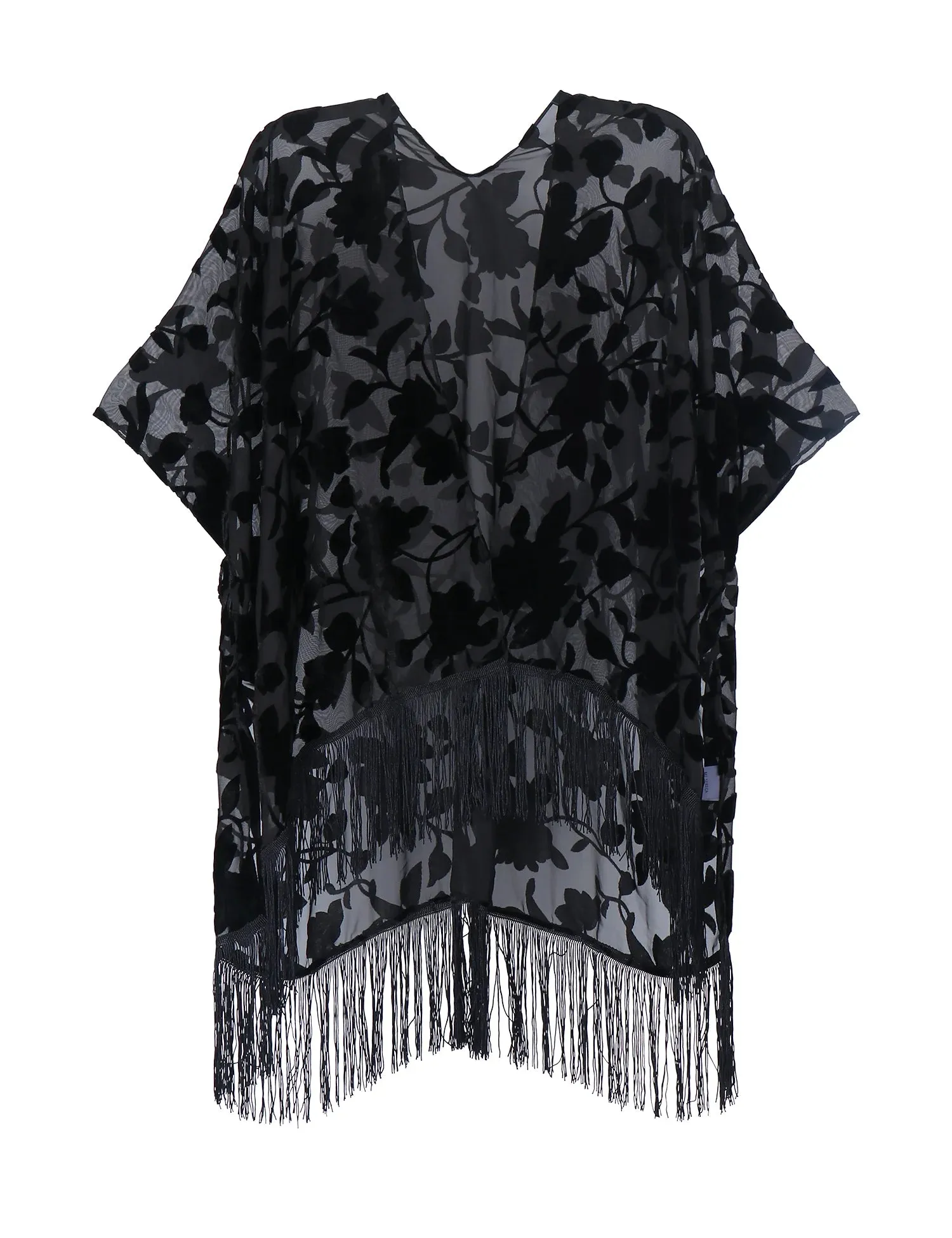 Lida- the 1920s Inspired Burnout Velvet Fringed Kimono 36 Colors and Styles