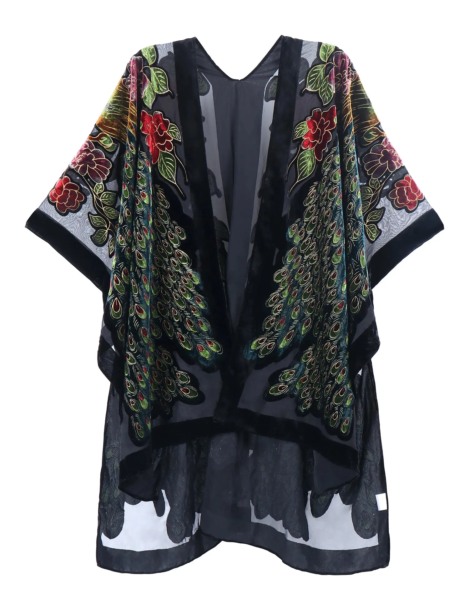 Lida- the 1920s Inspired Burnout Velvet Fringed Kimono 36 Colors and Styles