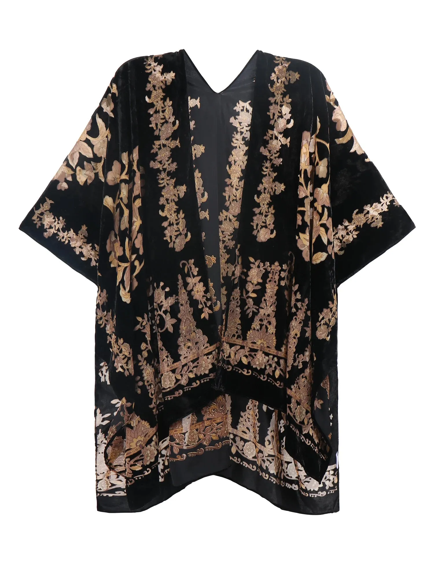 Lida- the 1920s Inspired Burnout Velvet Fringed Kimono 36 Colors and Styles