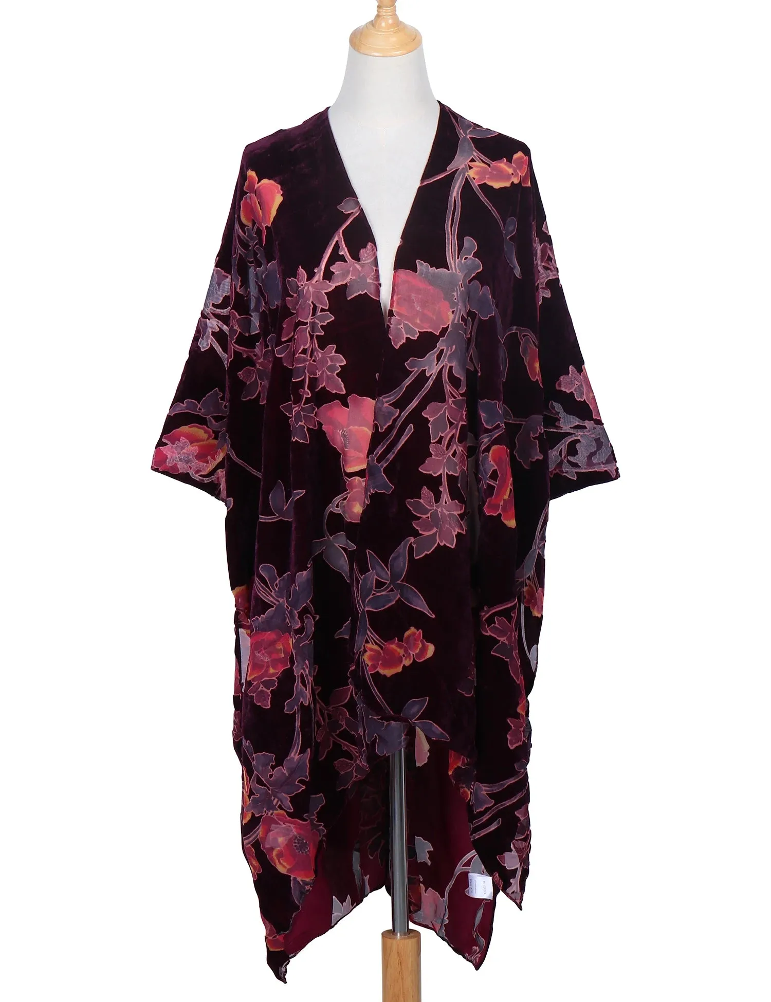 Lida- the 1920s Inspired Burnout Velvet Fringed Kimono 36 Colors and Styles