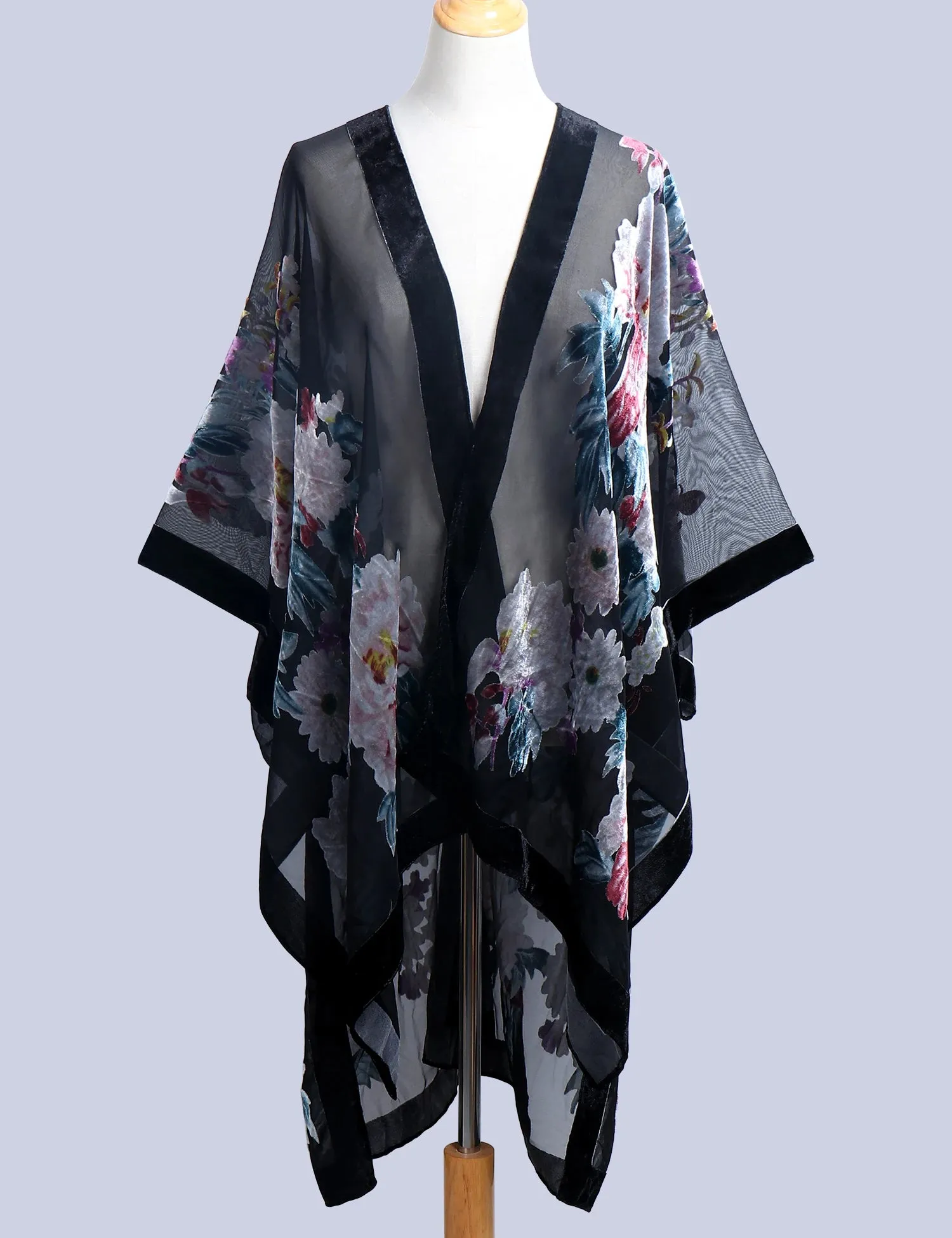 Lida- the 1920s Inspired Burnout Velvet Fringed Kimono 36 Colors and Styles