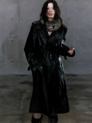 Loose black belted coat【s0000009982】