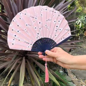 Luxury Linen Fan - Pink Flowers