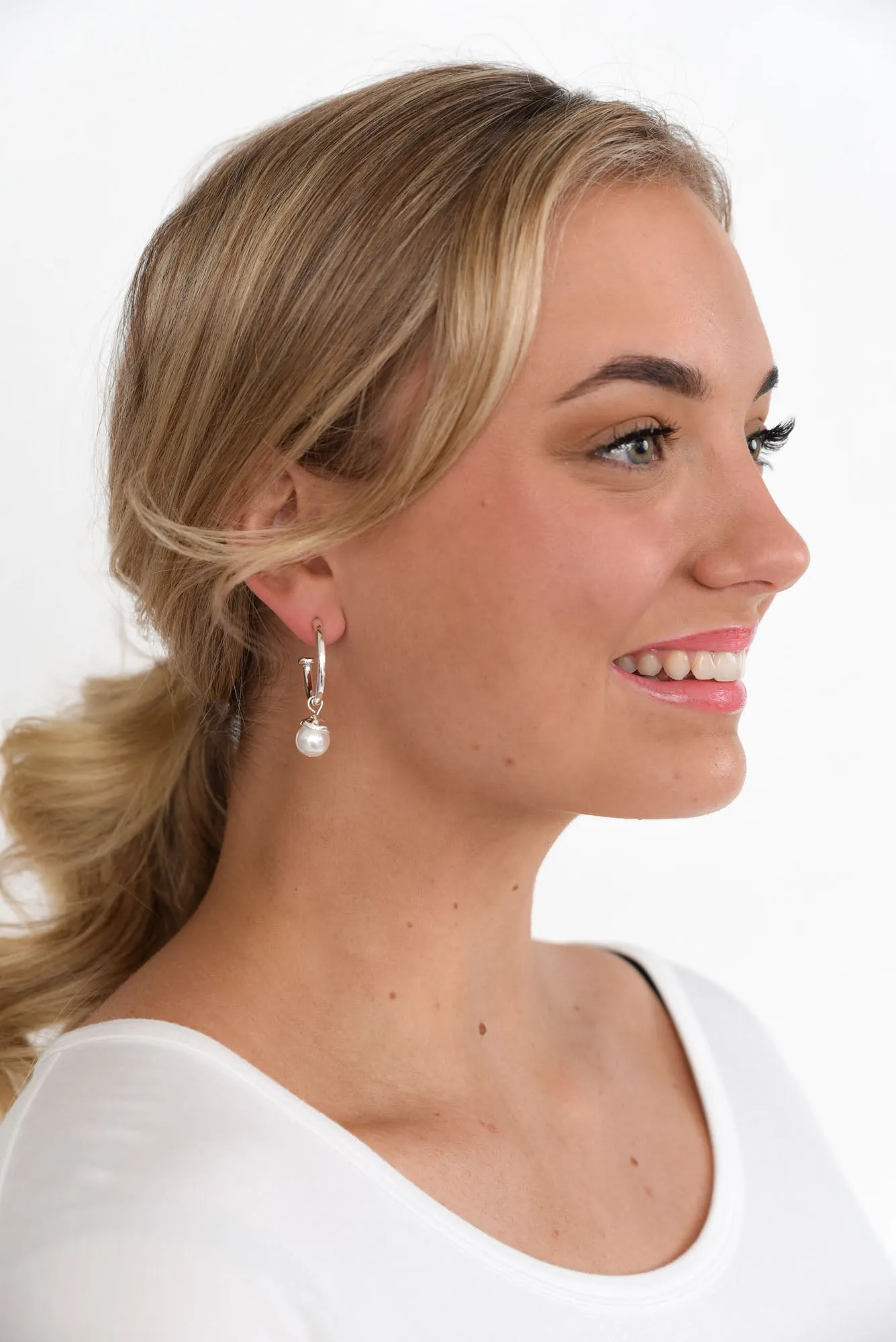 Madeline Silver Pearl Drop Earrings