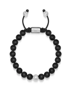 Men's Beaded Bracelet with Onyx and Sterling Silver Beads