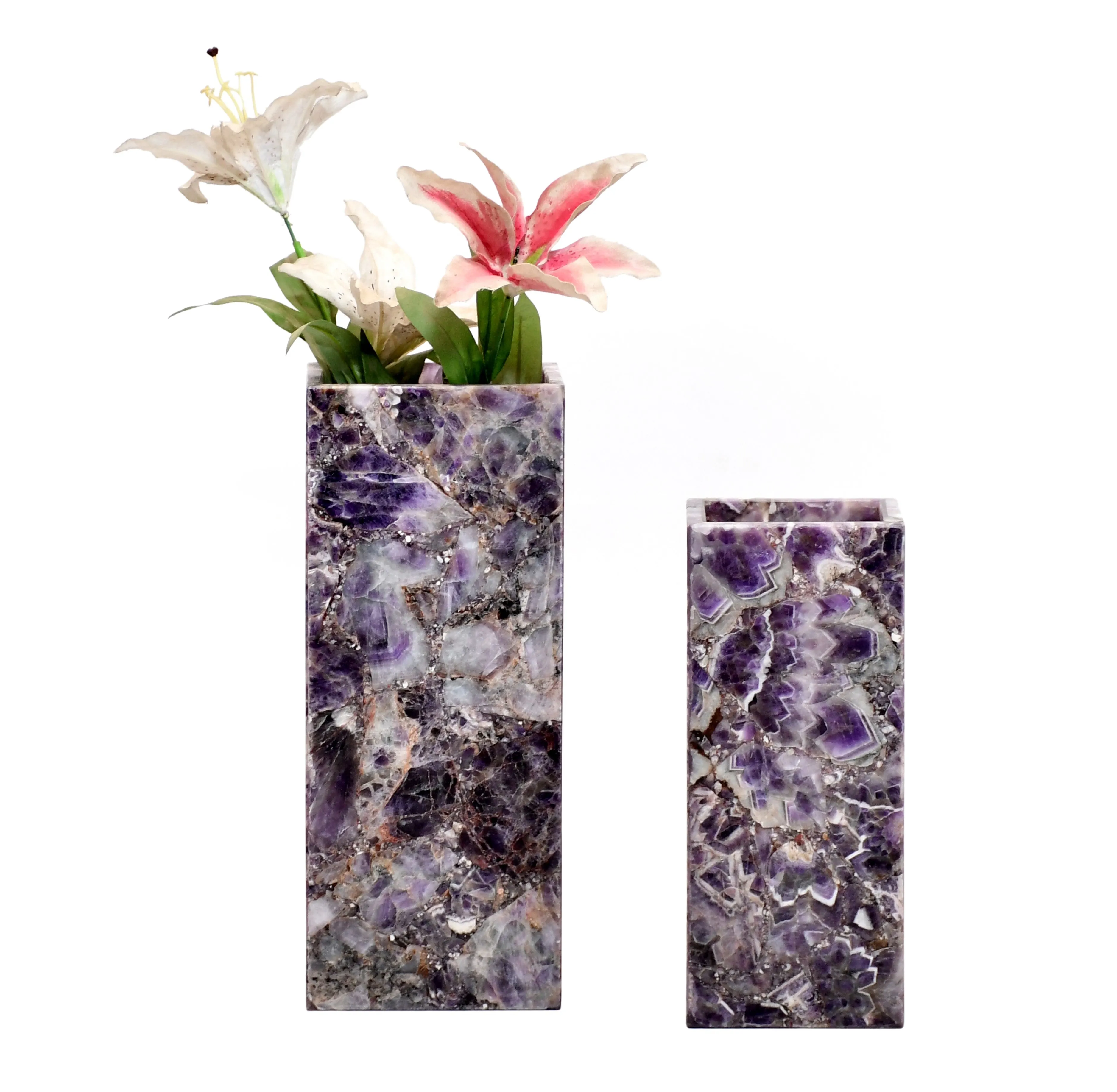 Natural Gemstone Flower Vase