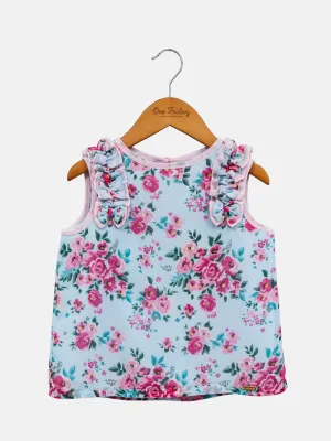 One Friday Blue Floral Printed Top