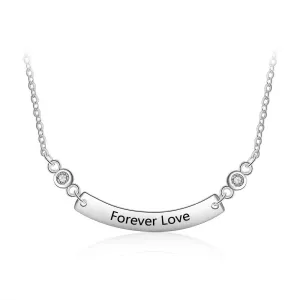 Personalized Stainless Steel Necklace With Customized Engrave Curved Name Bar Pendant, Trendy Gift For Girls