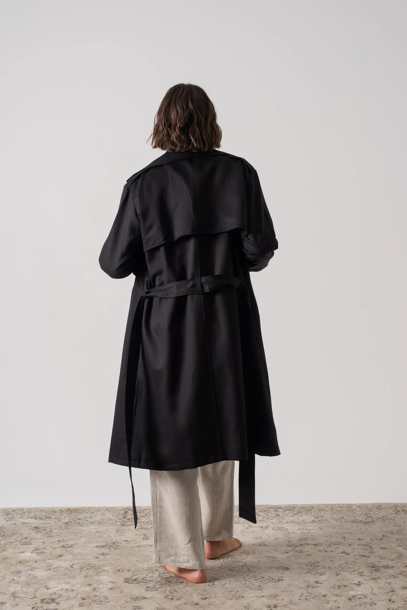 Pluie Linen Trench Coat Black