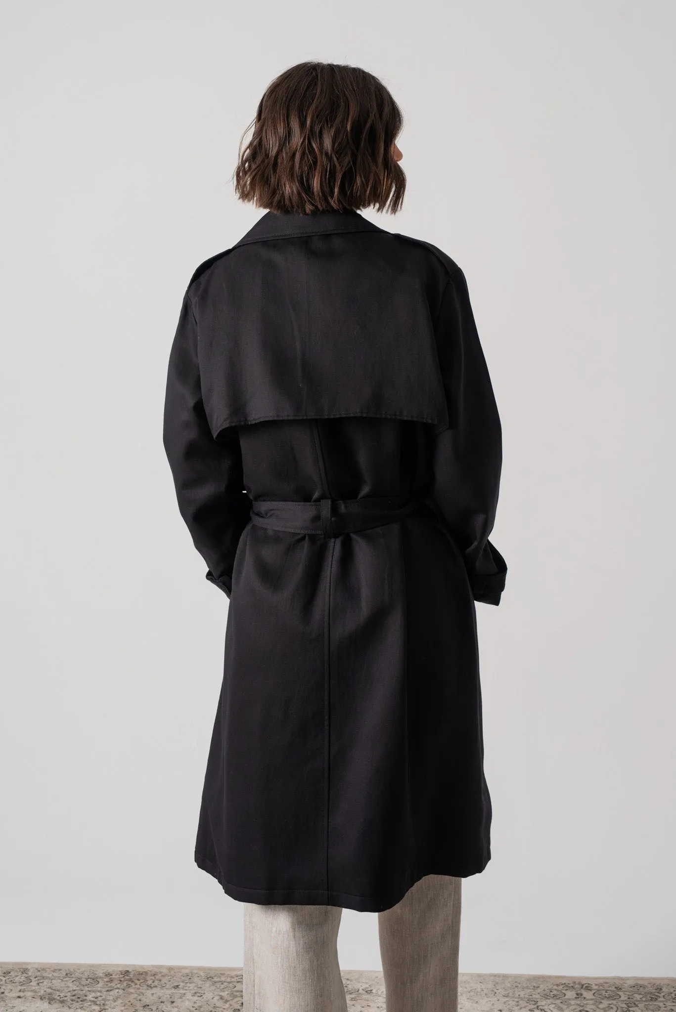 Pluie Linen Trench Coat Black