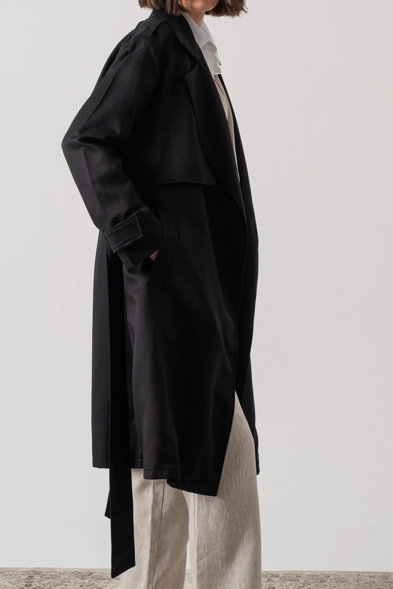 Pluie Linen Trench Coat Black