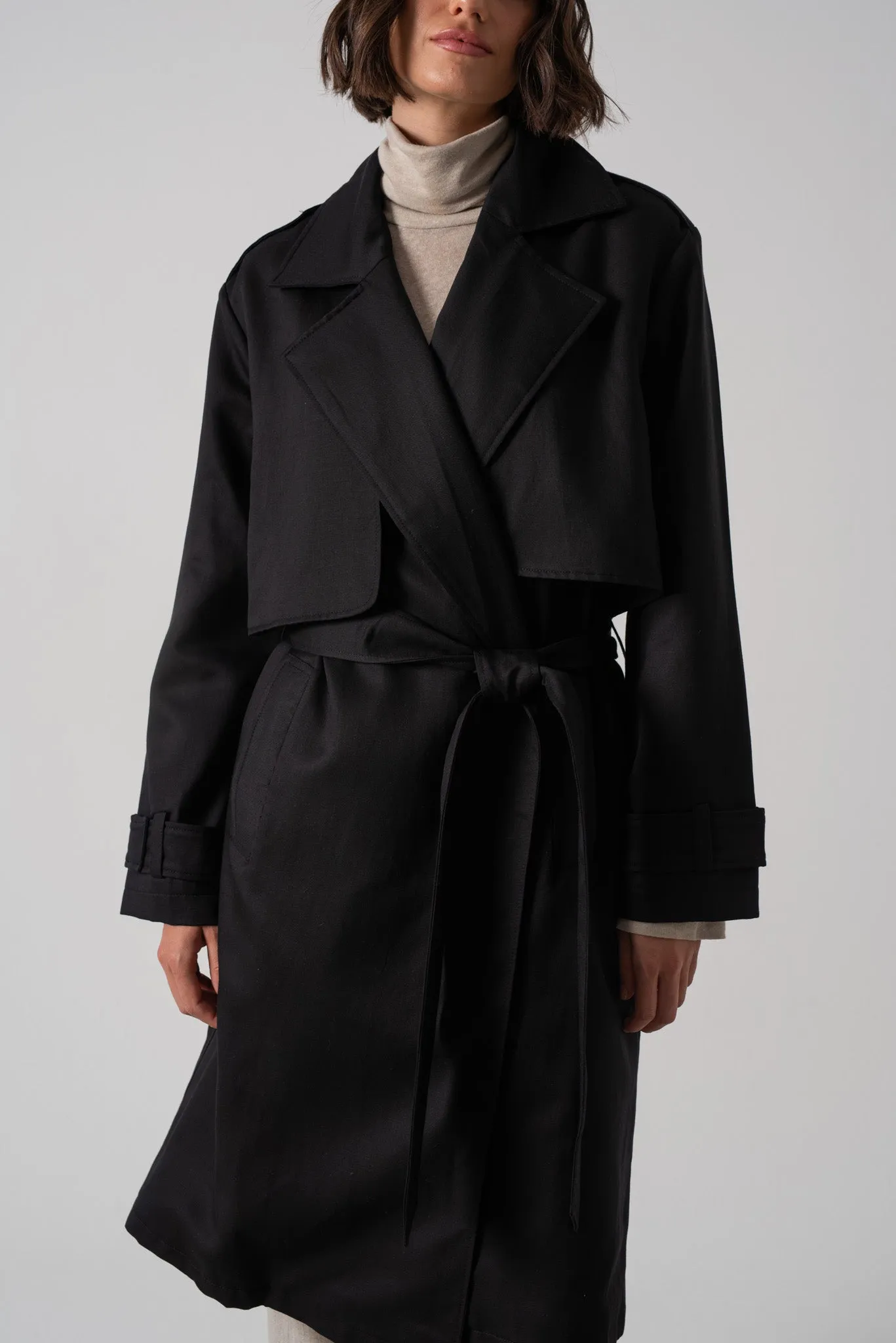 Pluie Linen Trench Coat Black