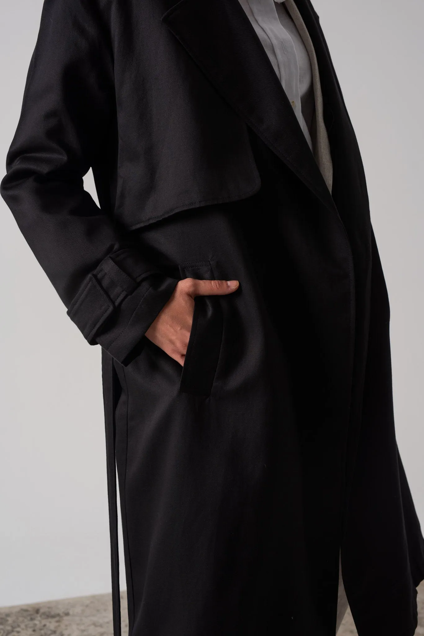 Pluie Linen Trench Coat Black