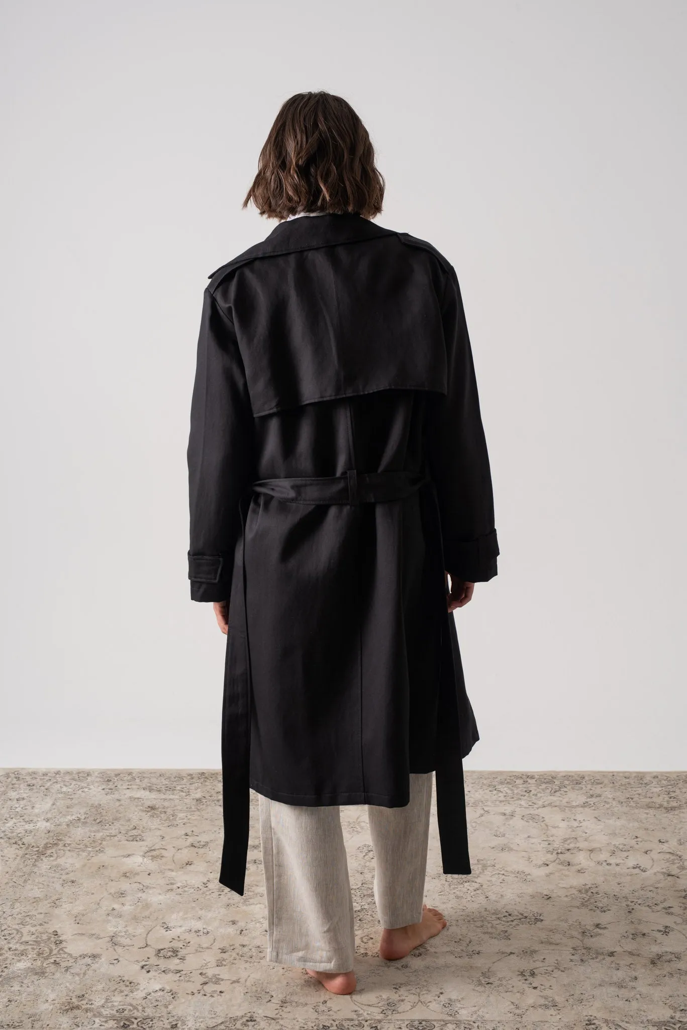 Pluie Linen Trench Coat Black