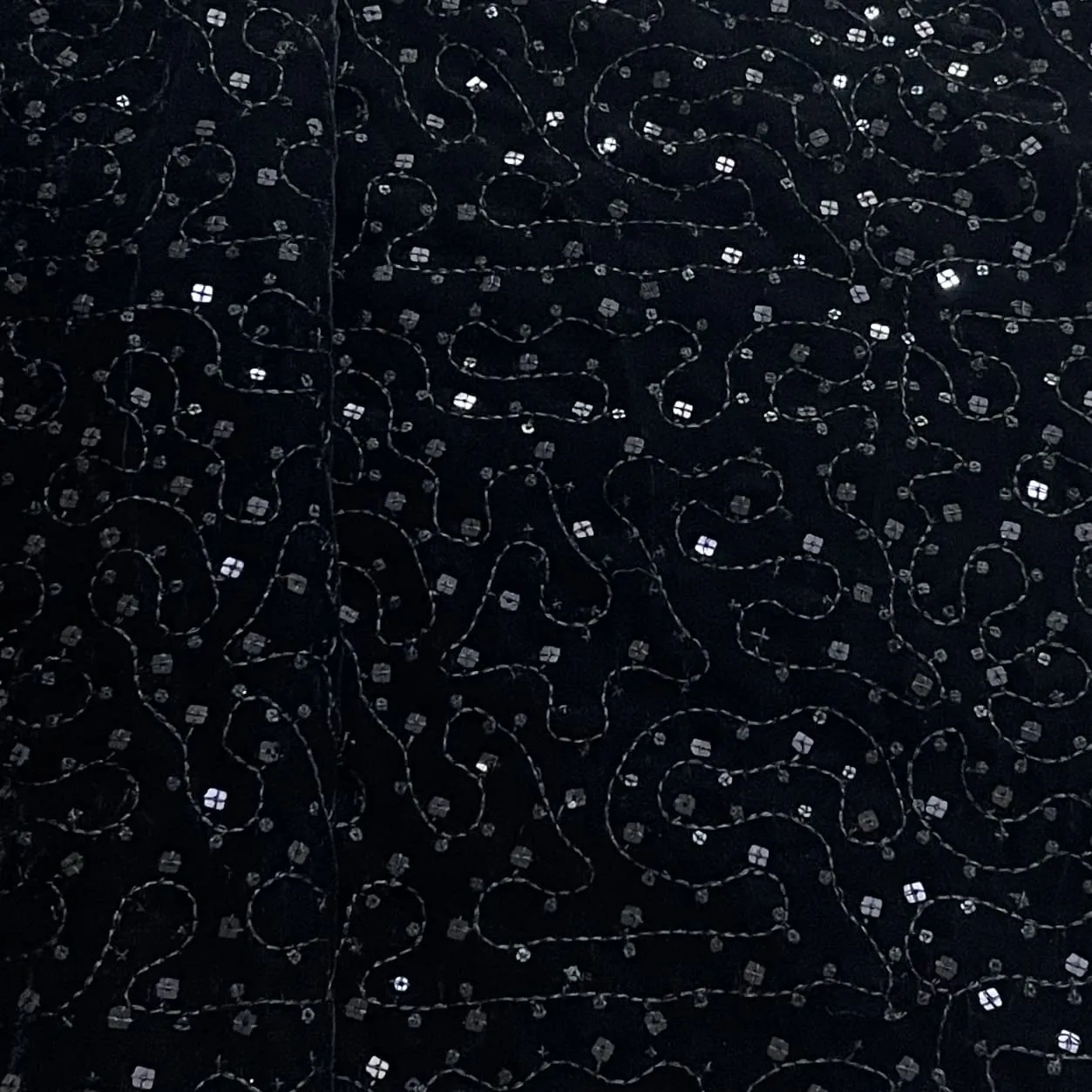 Premium Black Abstract Sequins Embroidery Velvet Fabric