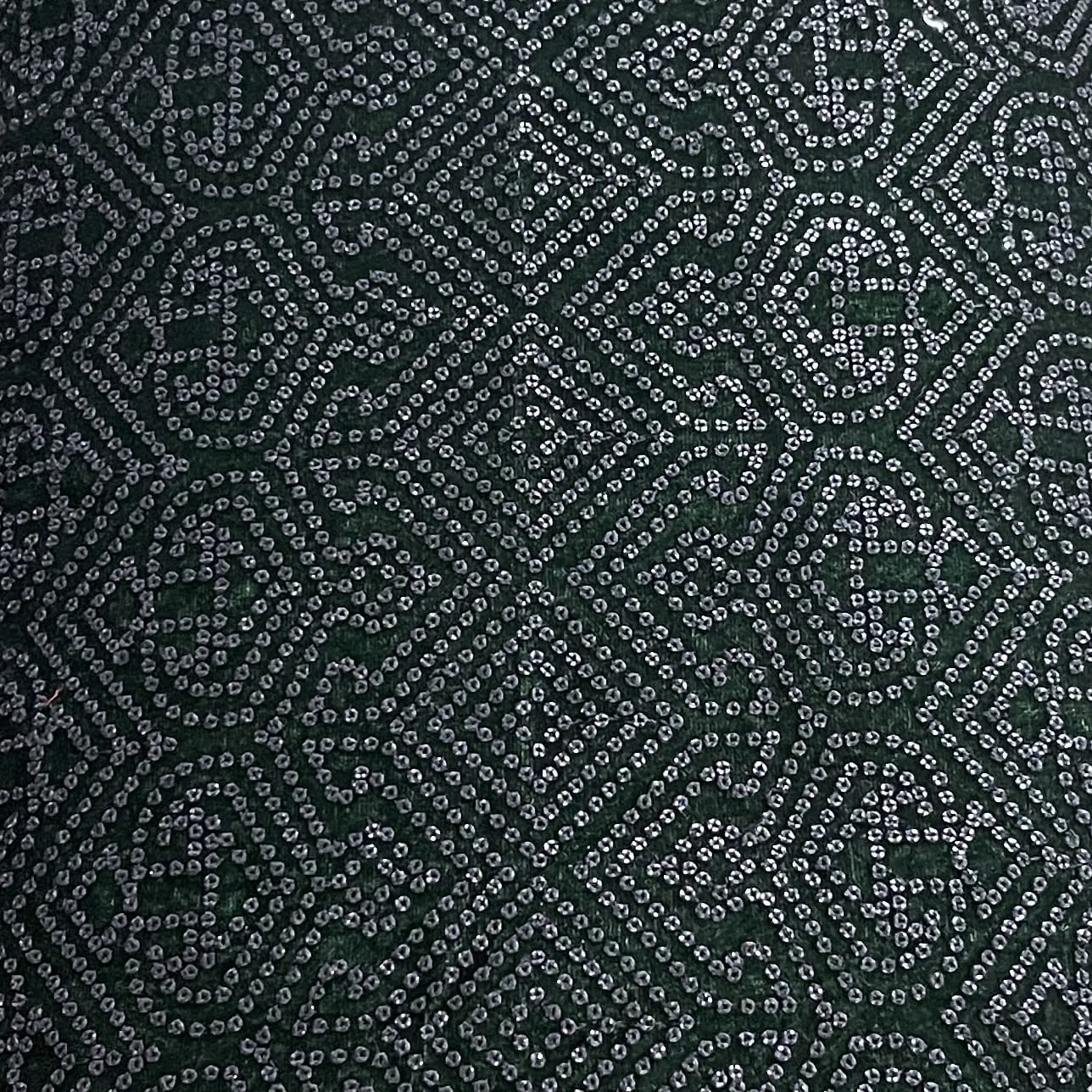 Premium Green Sequins Embroidery Velvet Fabric