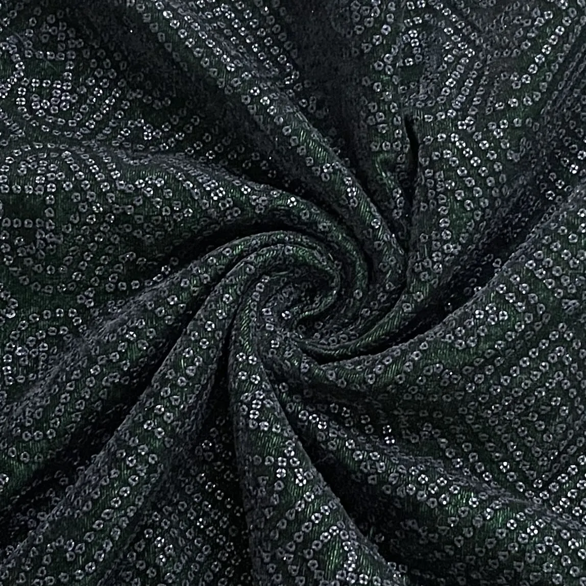 Premium Green Sequins Embroidery Velvet Fabric