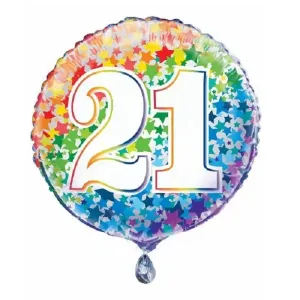 Rainbow Stars 21st Foil Balloon