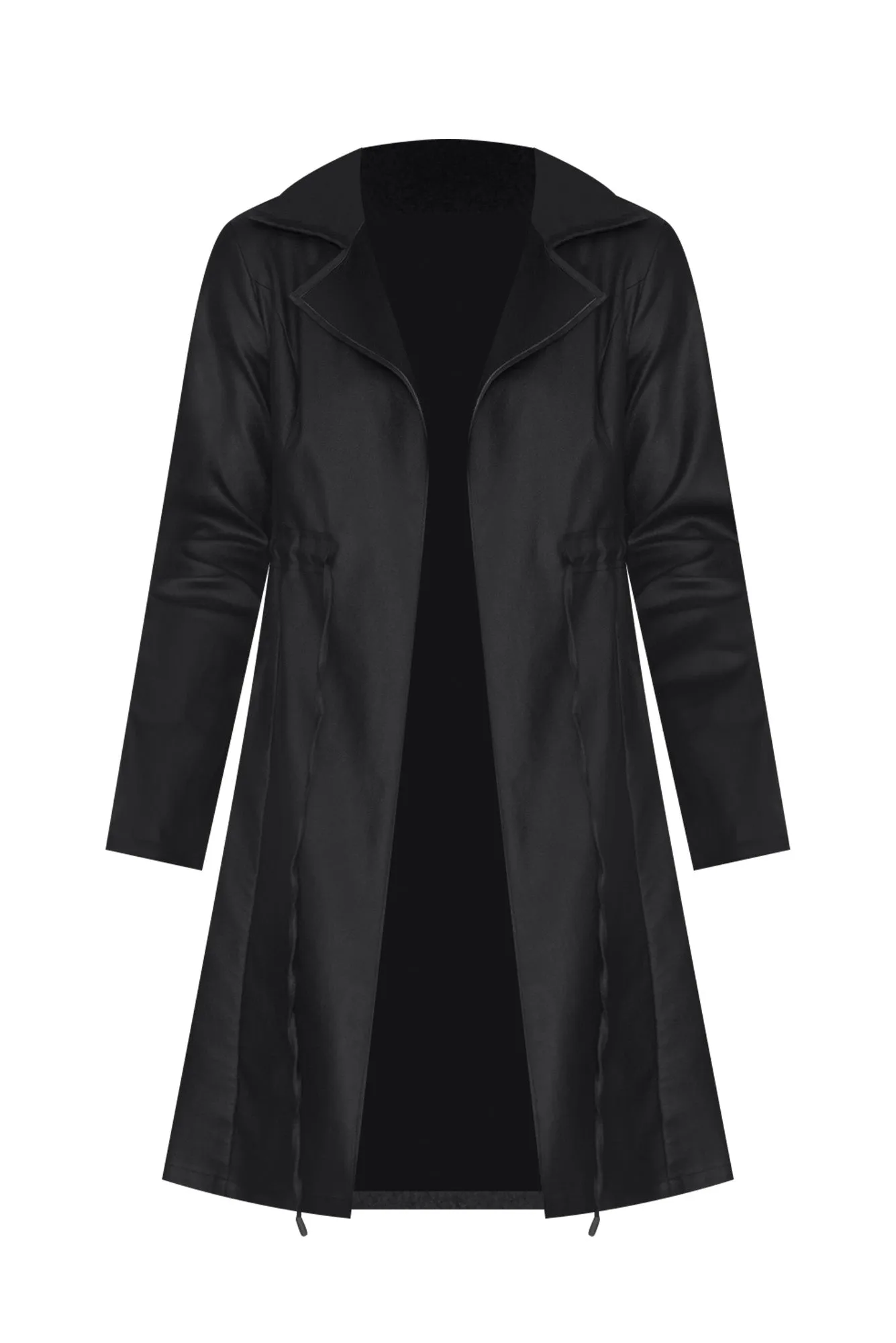 Rois Black Faux Leather Trench Coat