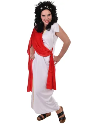 Roman Empress Womens Red and White Toga Plus Size Costume