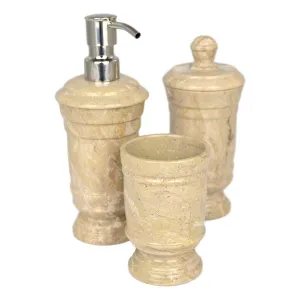 Sahara Beige Marble 3 Piece Bathroom Accessory Set