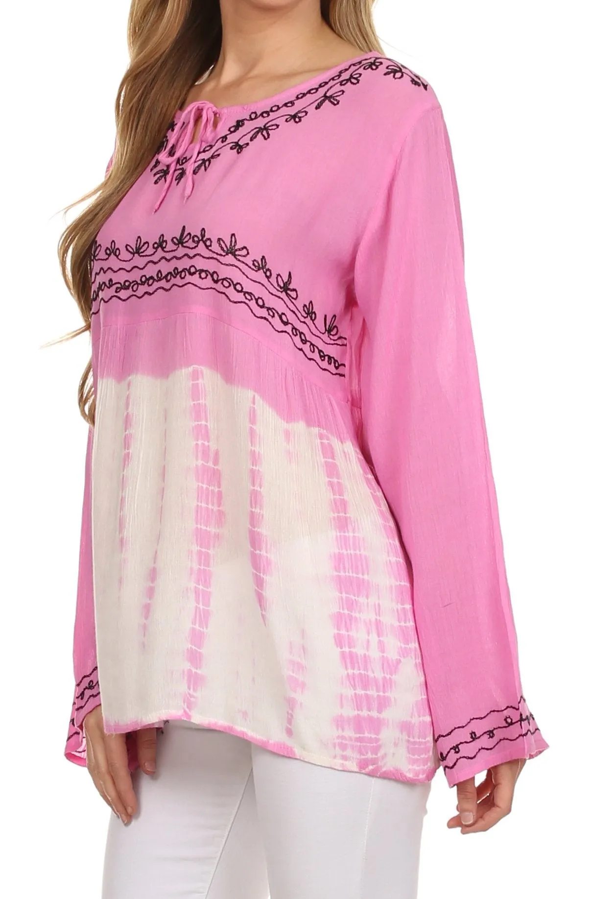 Sakkas Carla Tie Dye Embroidered Tunic Top / Blouse