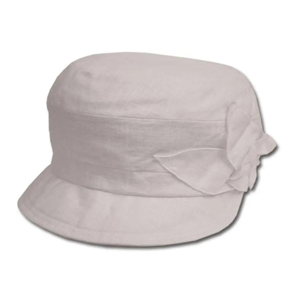 Sakkas Linen Flower Soft Brim Cadet Cap / Hat