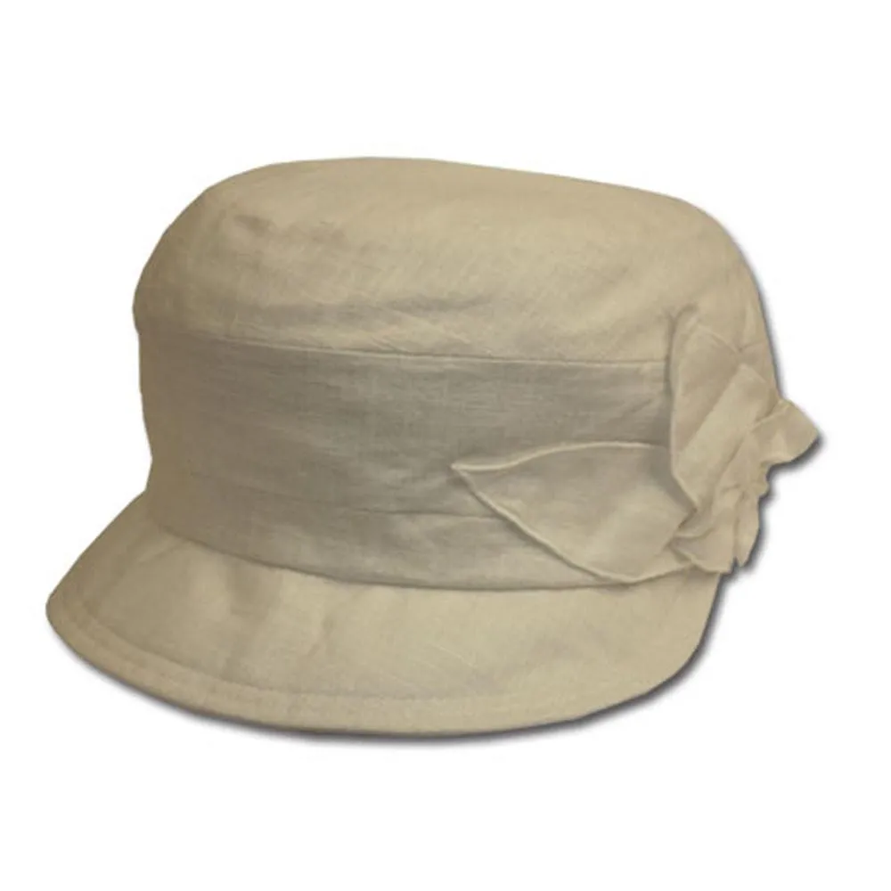 Sakkas Linen Flower Soft Brim Cadet Cap / Hat