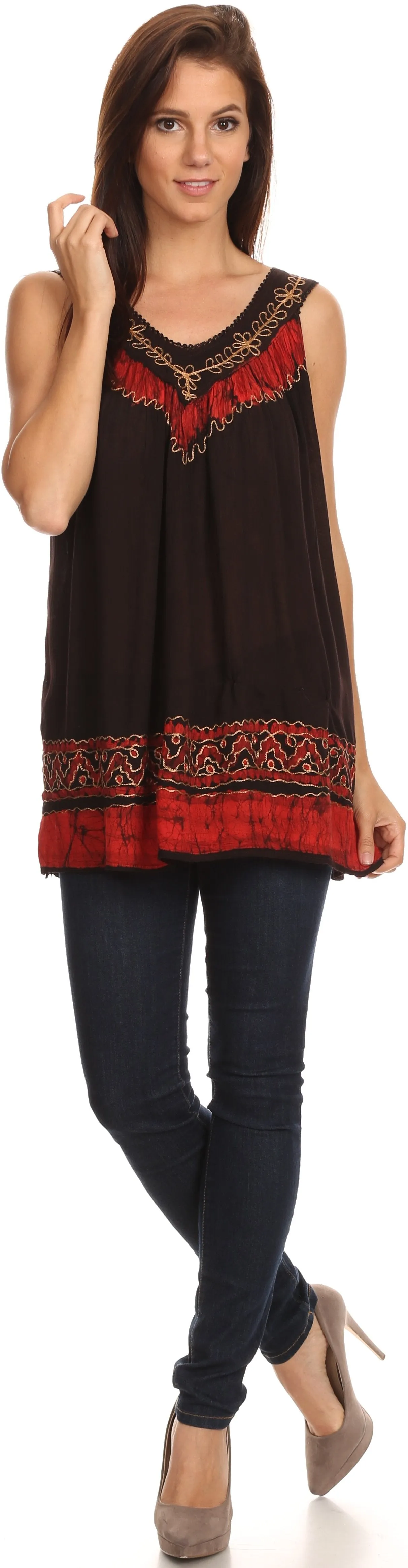 Sakkas Paradise Embroidered Relaxed Fit Blouse