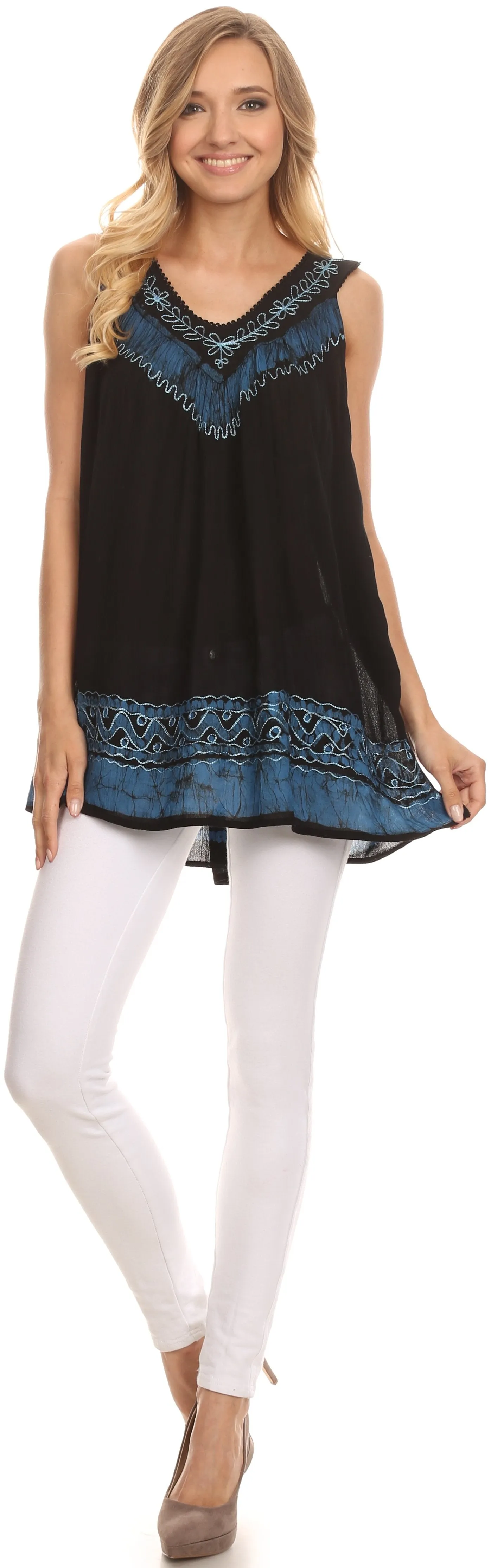 Sakkas Paradise Embroidered Relaxed Fit Blouse