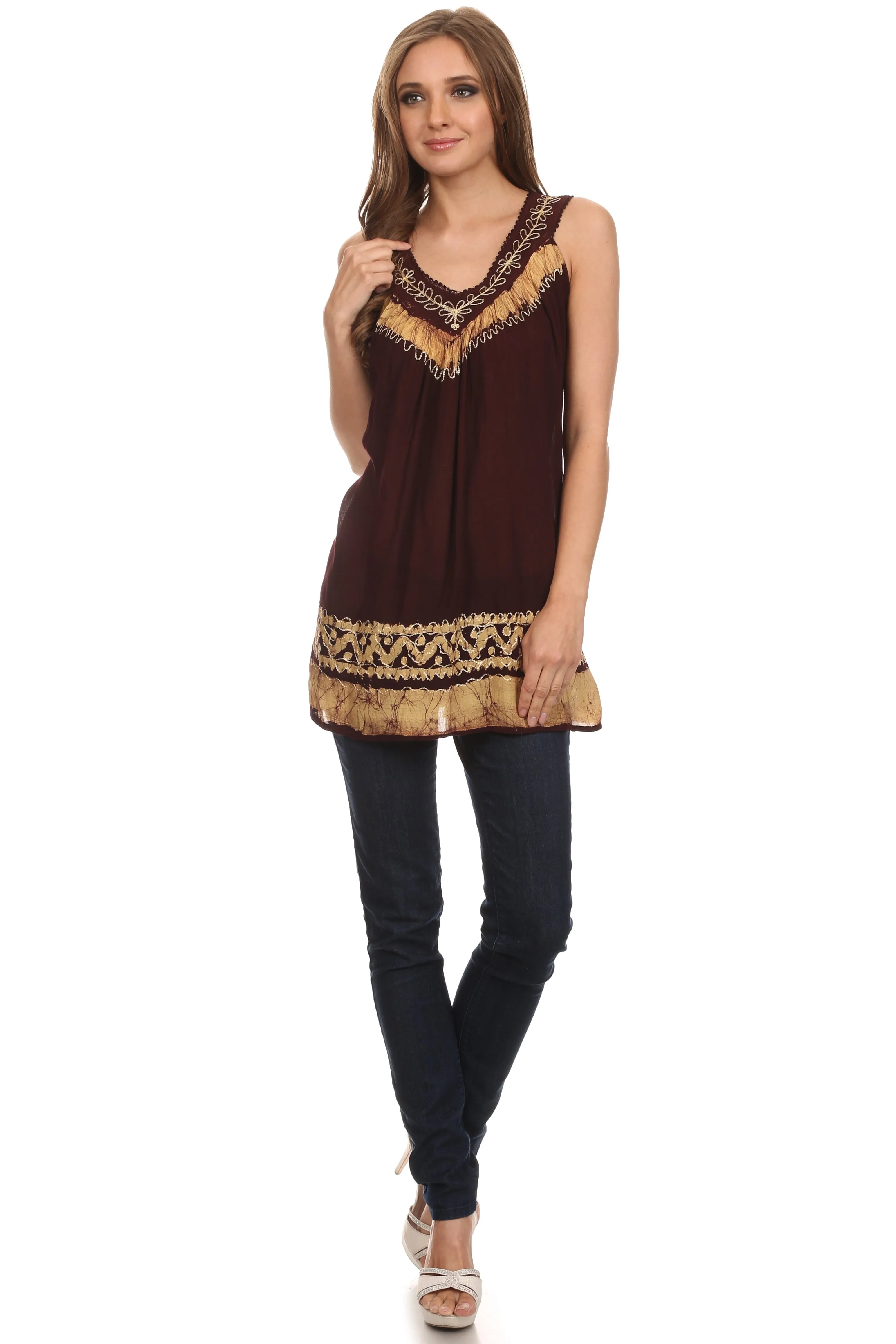 Sakkas Paradise Embroidered Relaxed Fit Blouse