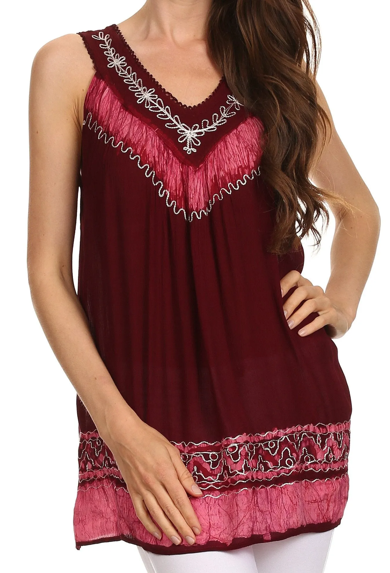 Sakkas Paradise Embroidered Relaxed Fit Blouse