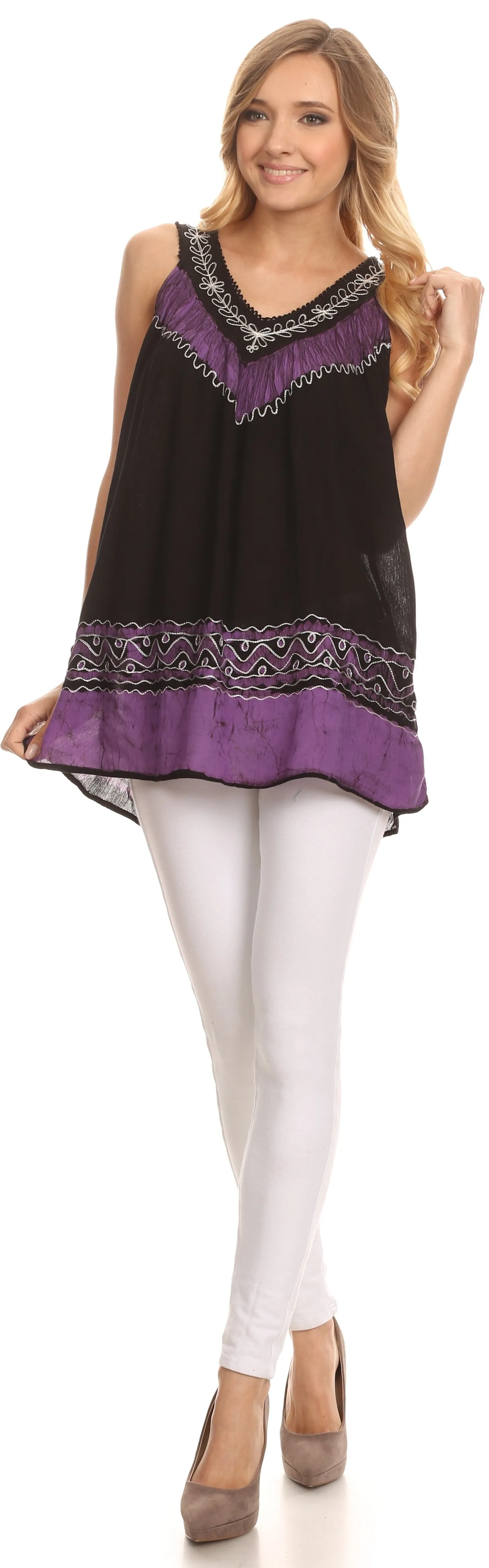 Sakkas Paradise Embroidered Relaxed Fit Blouse