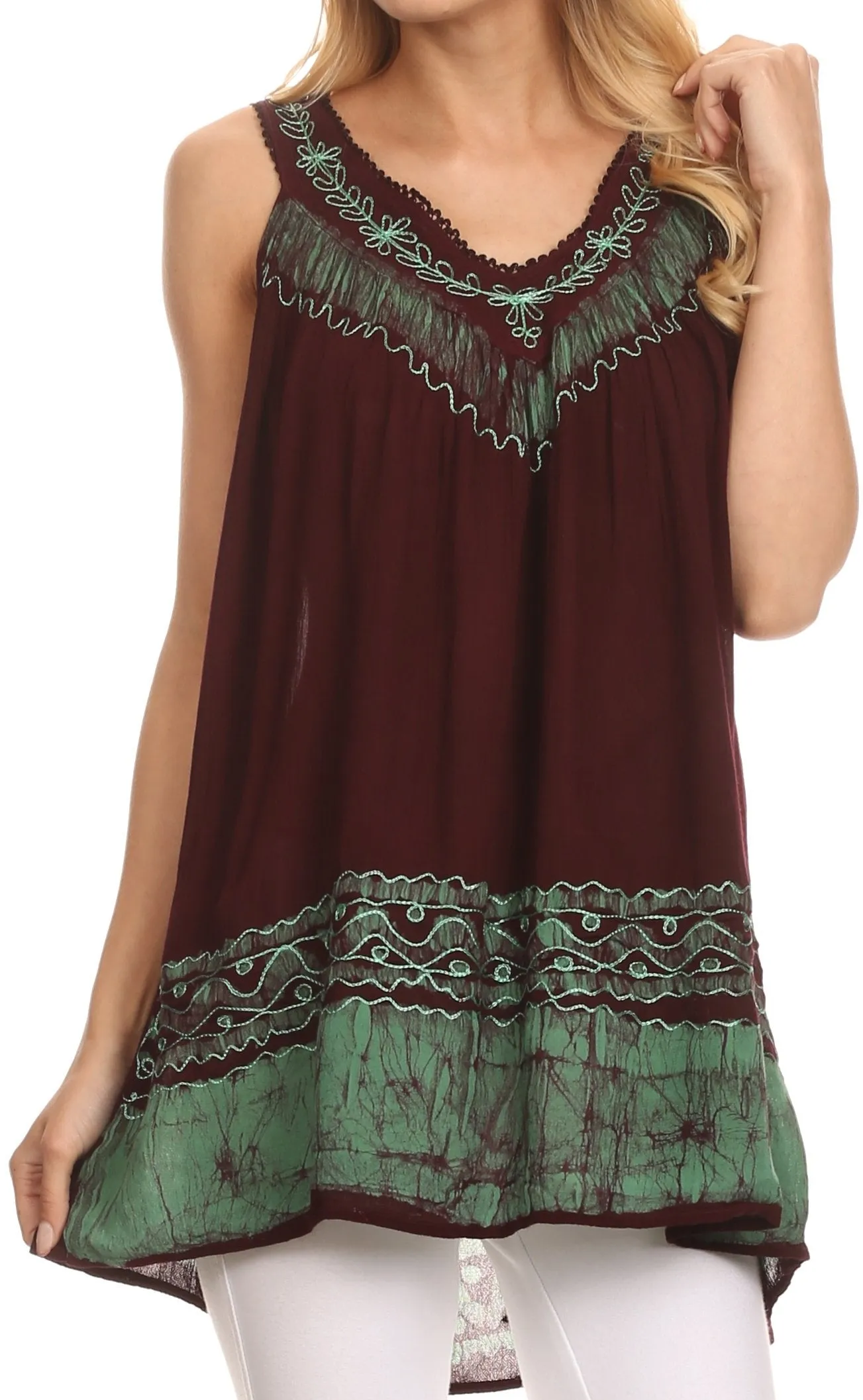 Sakkas Paradise Embroidered Relaxed Fit Blouse