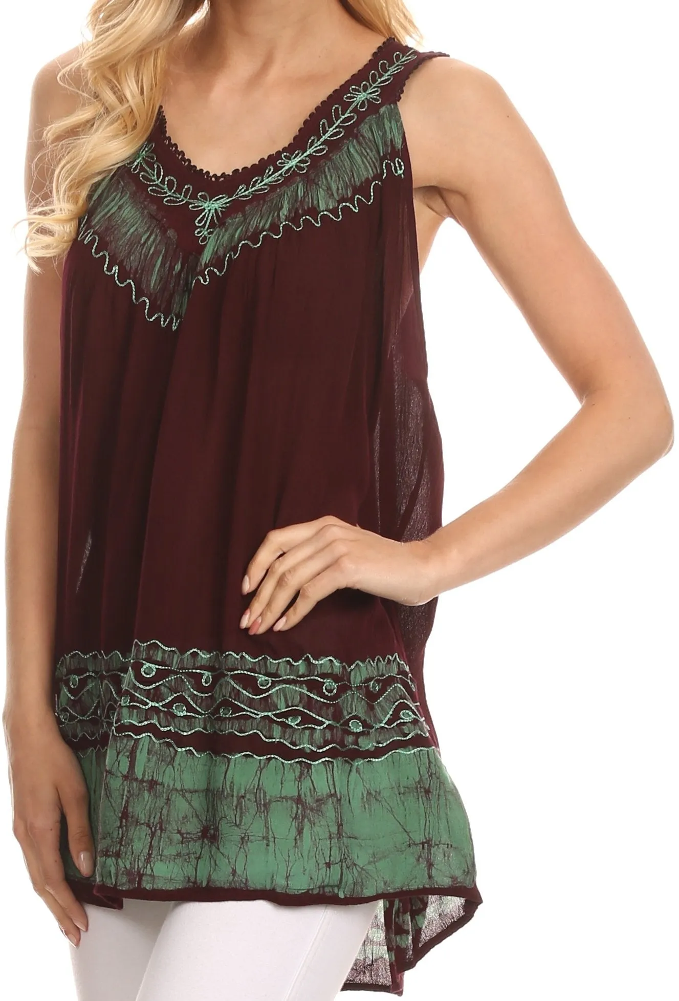 Sakkas Paradise Embroidered Relaxed Fit Blouse