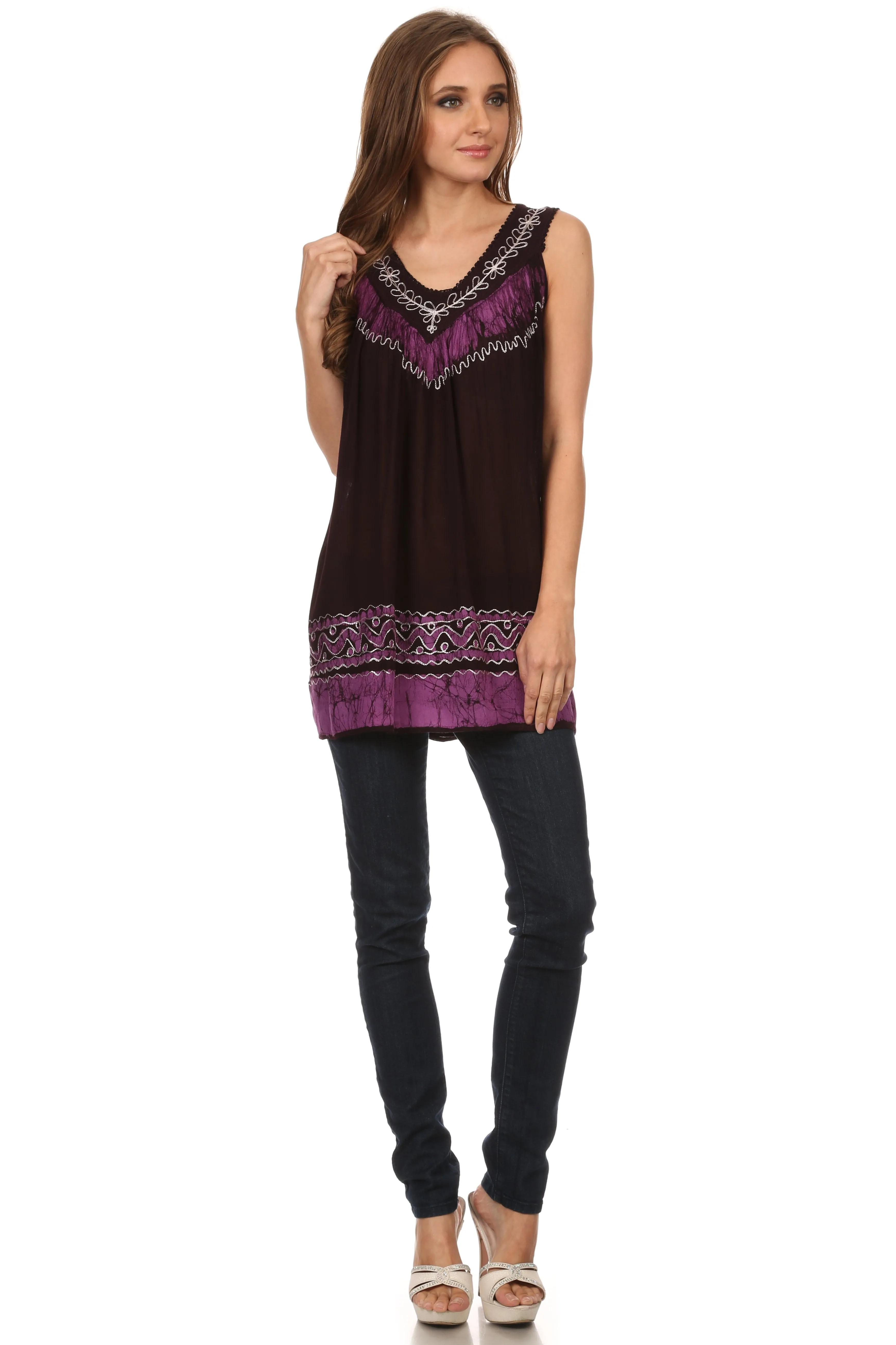 Sakkas Paradise Embroidered Relaxed Fit Blouse