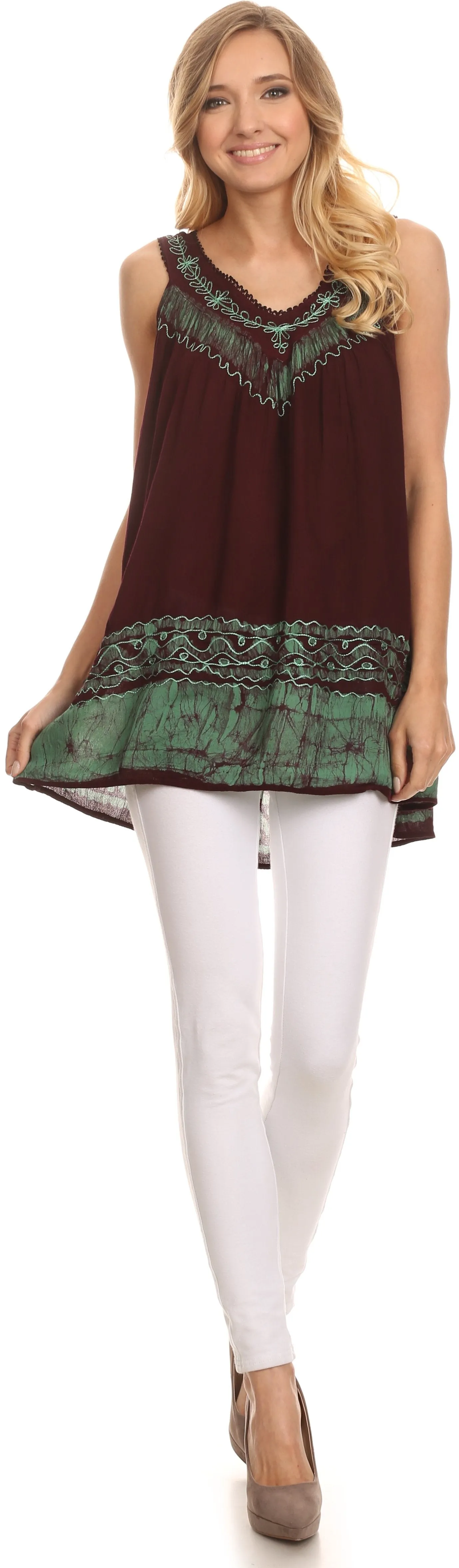 Sakkas Paradise Embroidered Relaxed Fit Blouse