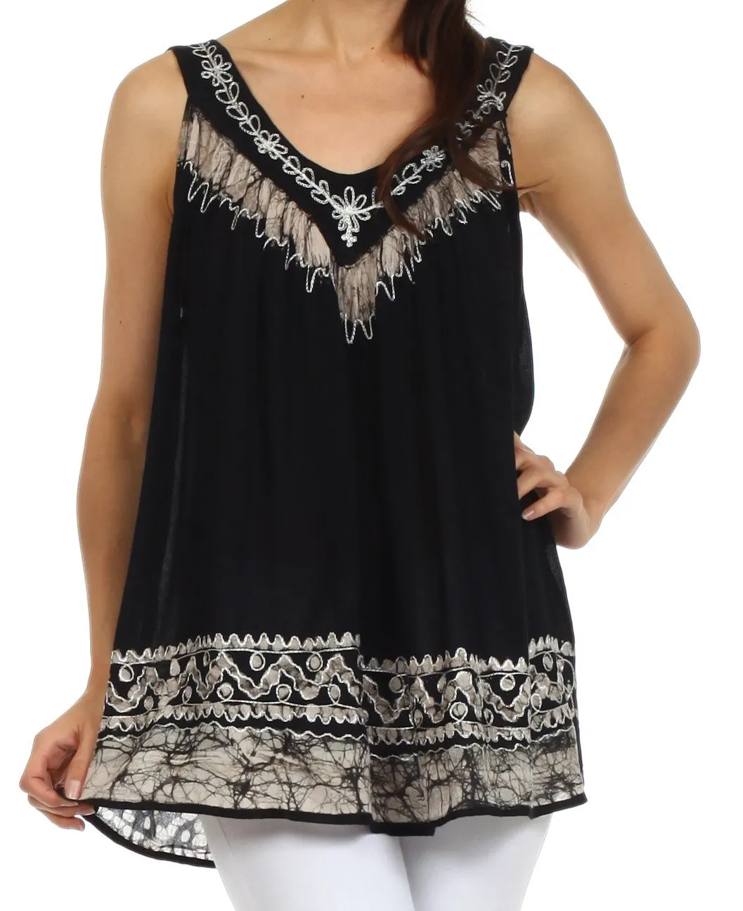 Sakkas Paradise Embroidered Relaxed Fit Blouse