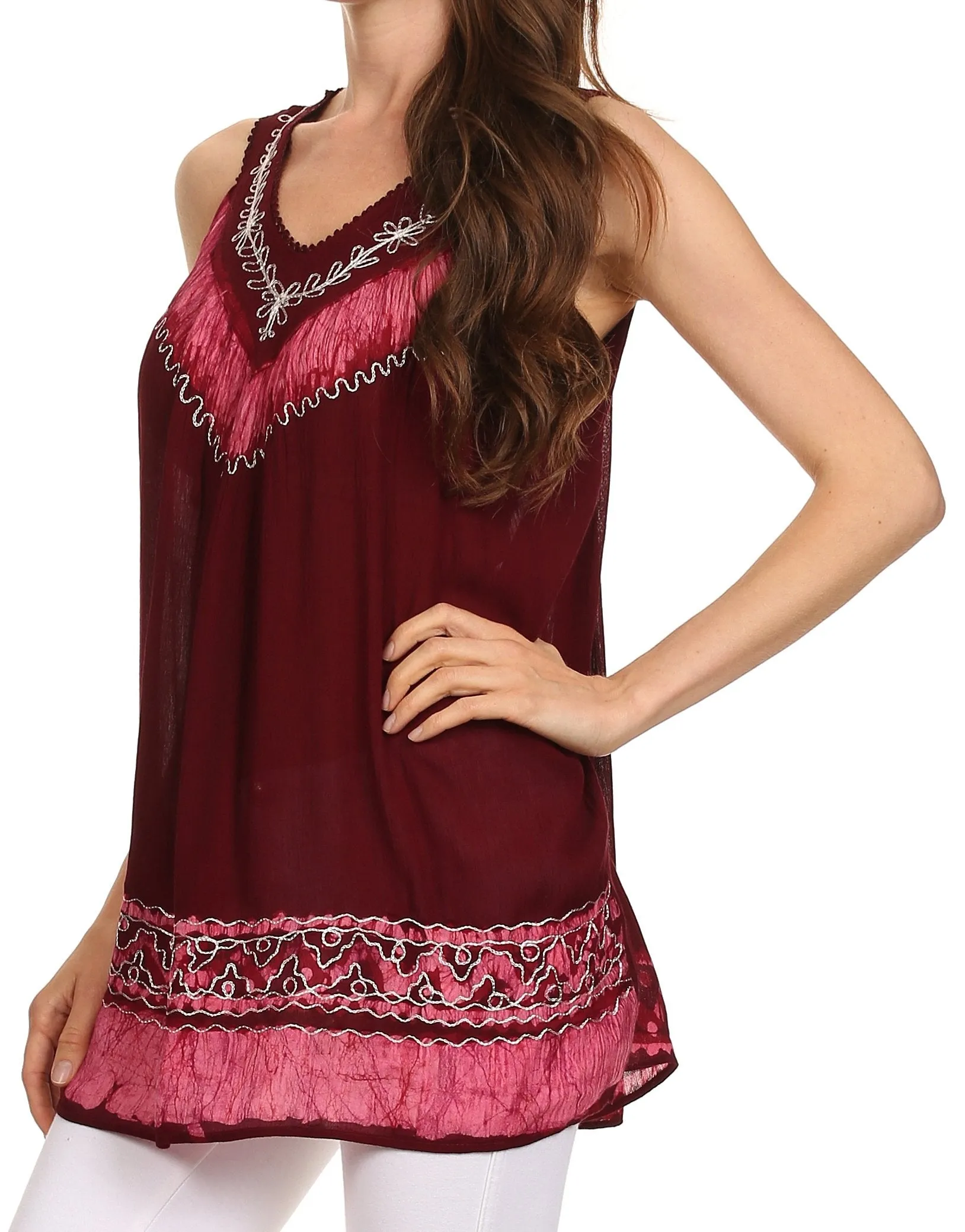 Sakkas Paradise Embroidered Relaxed Fit Blouse