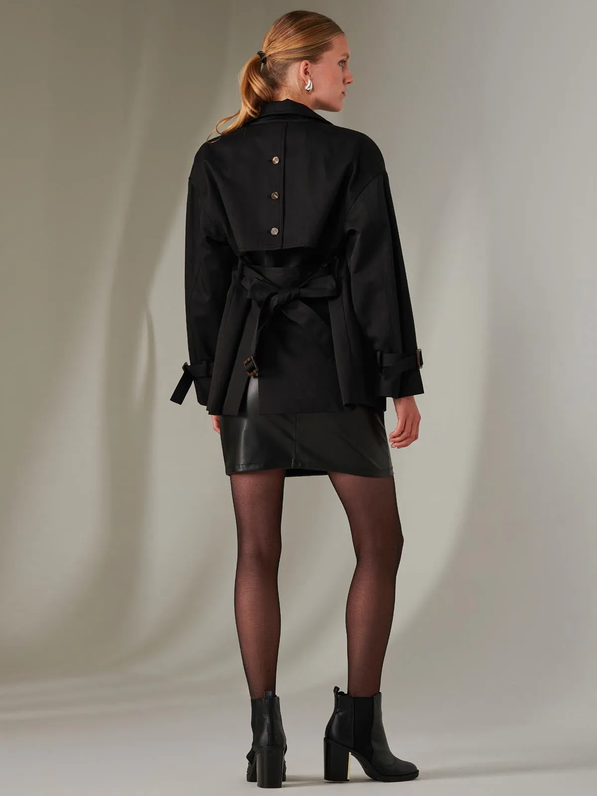 Short Trench Coat, Black