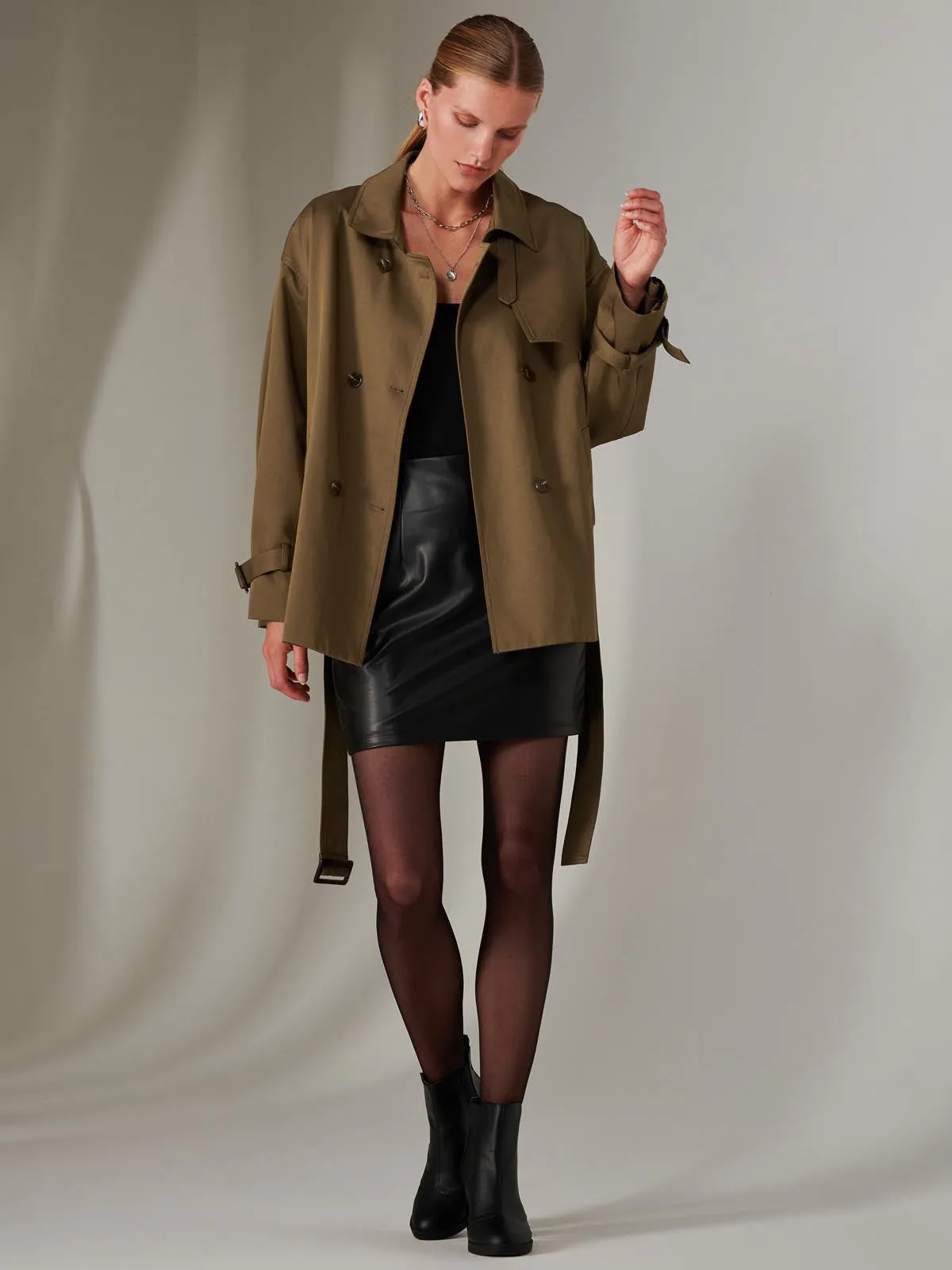 Short Trench Coat, Khaki