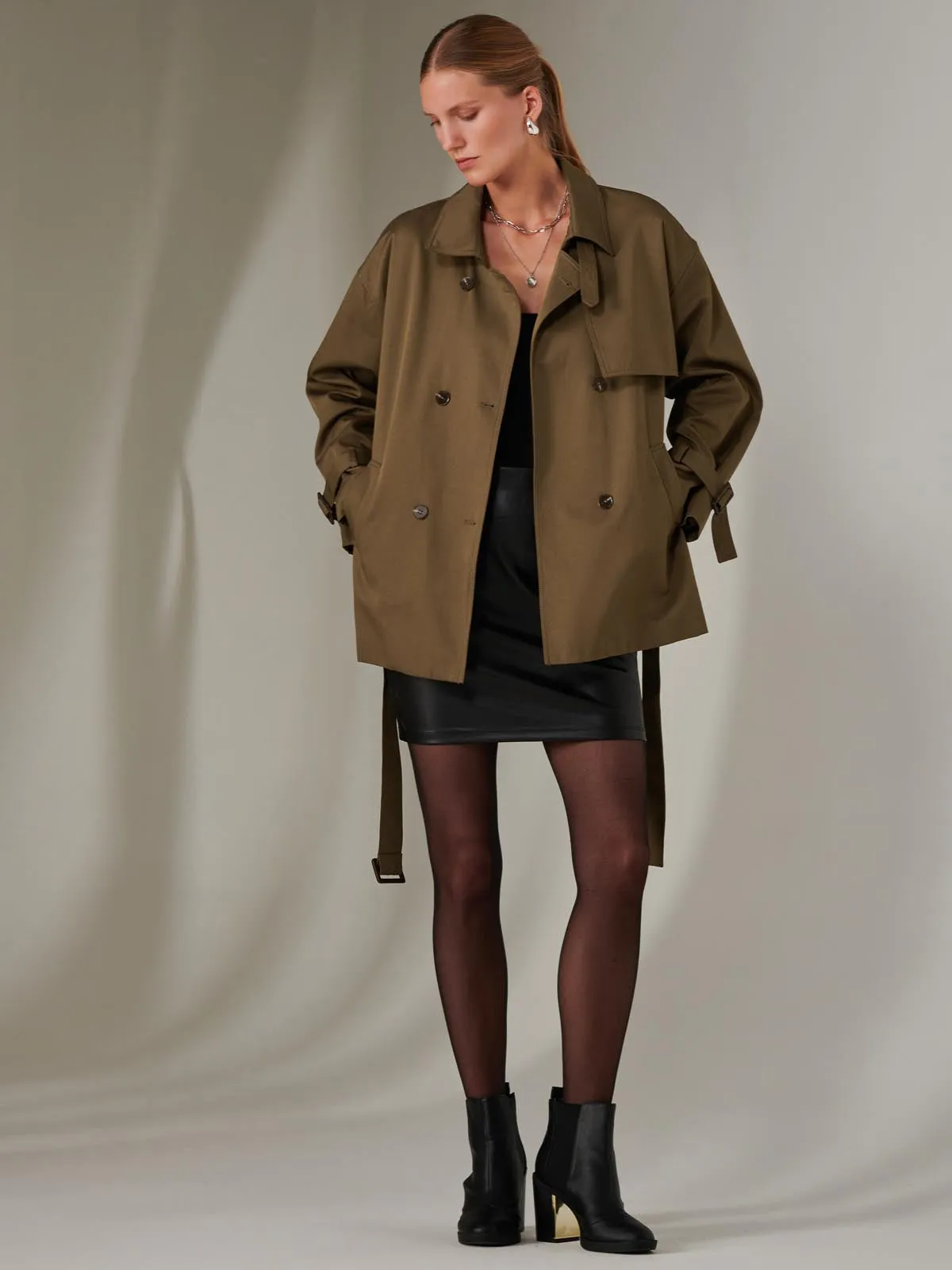 Short Trench Coat, Khaki