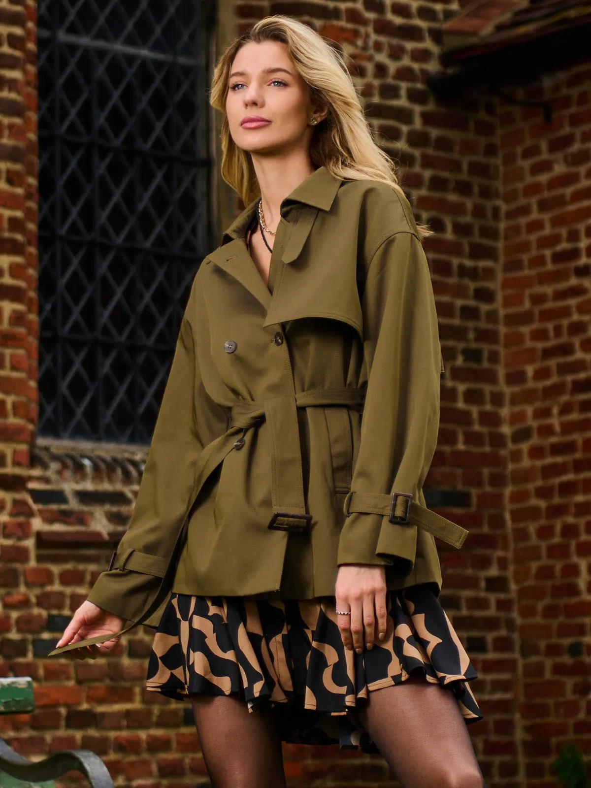 Short Trench Coat, Khaki