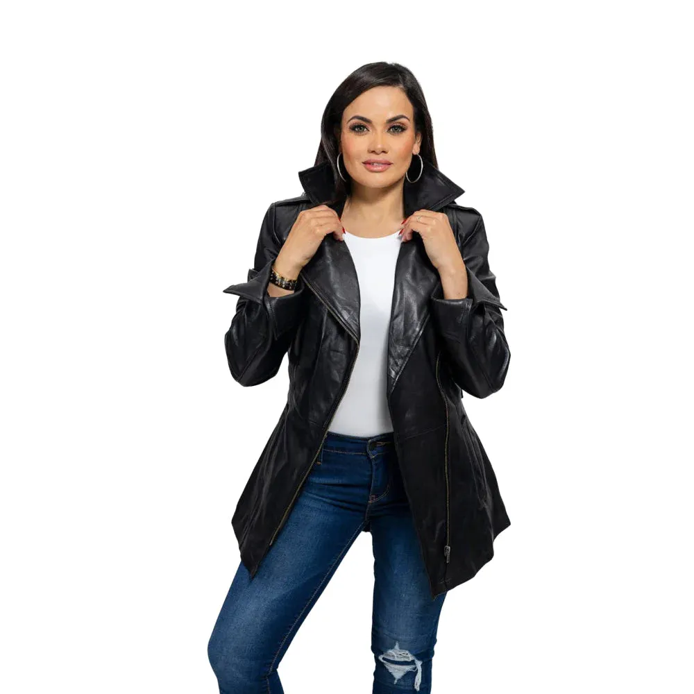 Traci Womens Leather Jacket Black