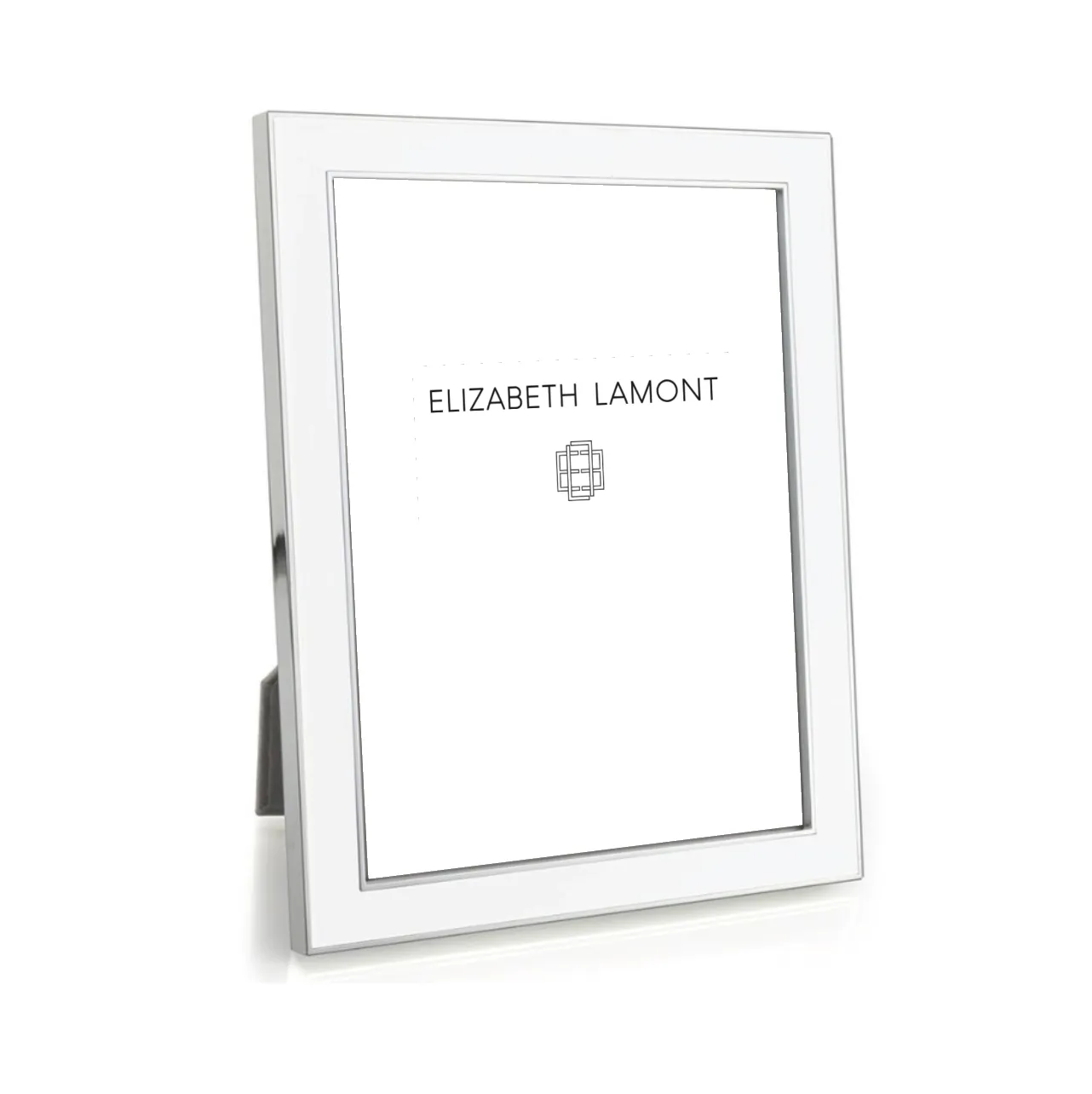 White & Silver Enamel Picture Frame