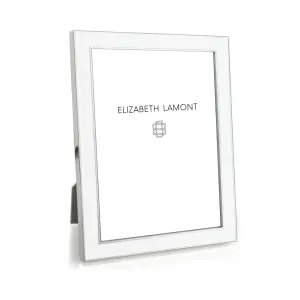 White & Silver Enamel Picture Frame