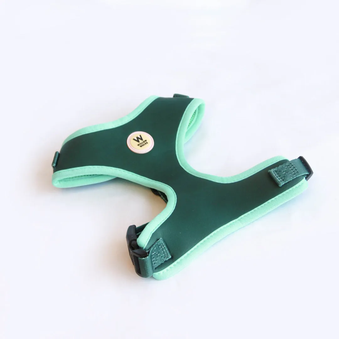 Willow Walks Adjustable Harness in dark green and aqua