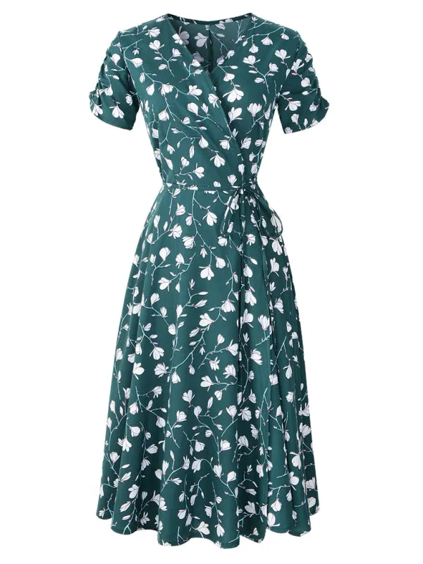 Women's Bohemian Beach Dress Chiffon Print Swing Dress